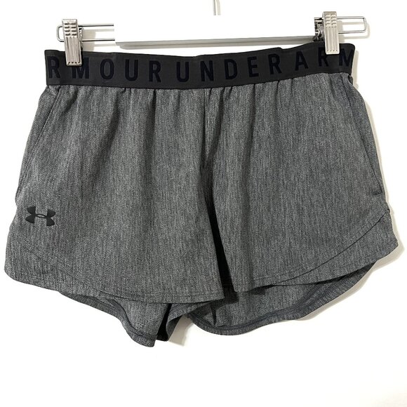 UNDER ARMOUR Women's Heather Gray Running Play Up 3.0 Twist 3" Shorts Size M - Picture 1 of 4